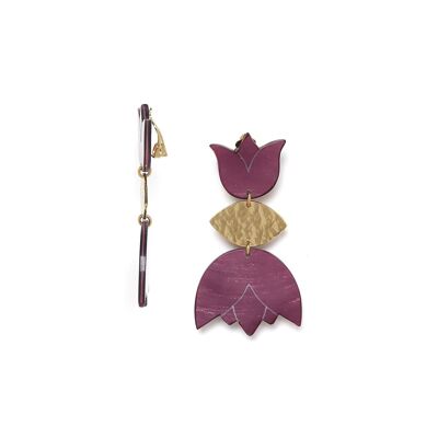 LES RADIEUSES-TULIP   boucles d'oreilles clips fleur violette