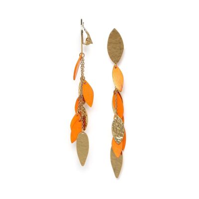 LES RADIEUSES-CASCADE   boucles d'oreilles clips pampilles orange