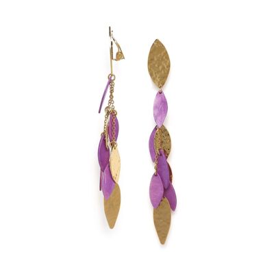LES RADIEUSES-CASCADE purple tassel clip earrings