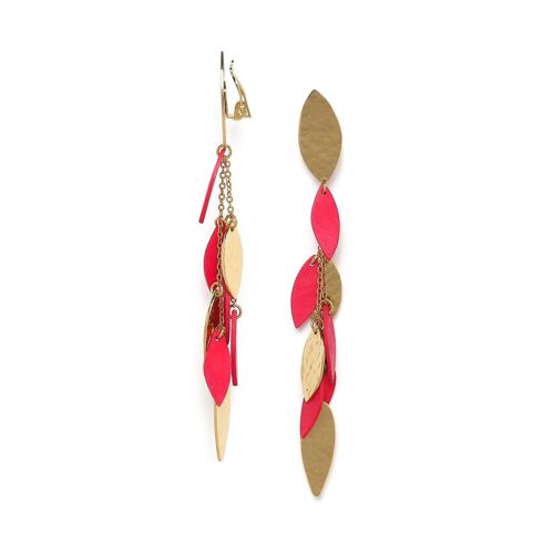 LES RADIEUSES-CASCADE   boucles d'oreilles clips pampilles fuchsia