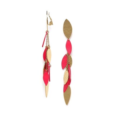 LES RADIEUSES-CASCADE fuchsia tassel clip earrings