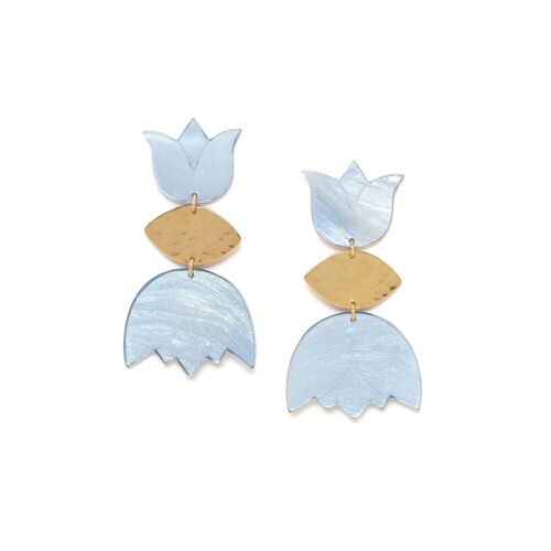 LES RADIEUSES-TULIP   boucles d'oreilles poussoir Tulipe bleue