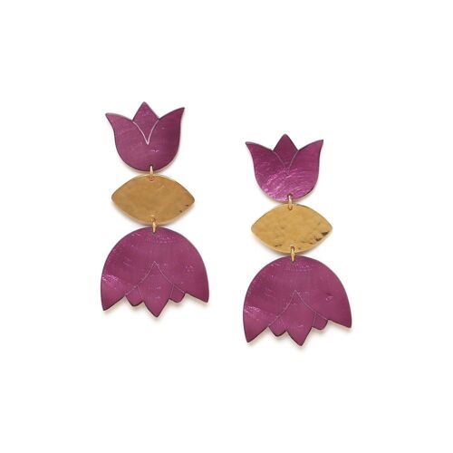 LES RADIEUSES-TULIP   boucles d'oreilles Tulipe lie de vin