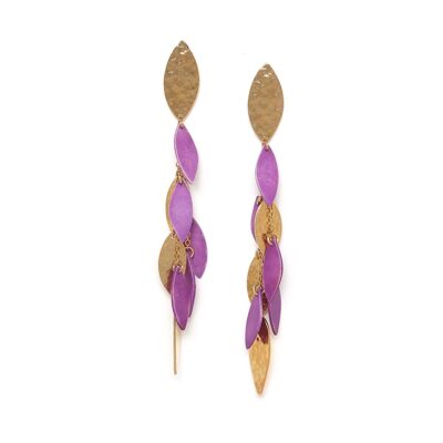LES RADIEUSES-CASCADE purple multi-tassel push earrings