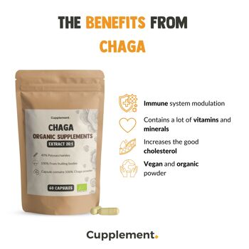 Capsules d'extrait de Chaga 60 pièces - Extrait 20:1 - Biologique 4