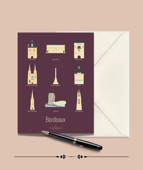 Carte Postale BORDEAUX Les Iconiques  - 15x21cm