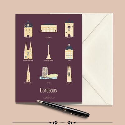 Carte Postale BORDEAUX Les Iconiques  - 15x21cm