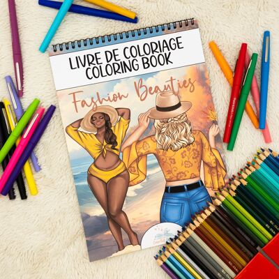Coloring book for adults, Fashion Beauties