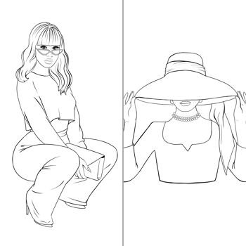 Livre de Coloriages pour adultes, Fashion Beauties 6