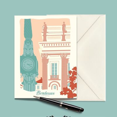 BORDEAUX-Postkarte Place de la Comédie - 15x21cm