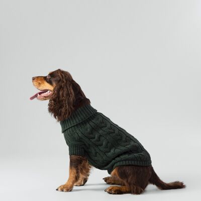 Hackett x Hugo Hudson Zopfstrickpullover Hundepullover – Grün