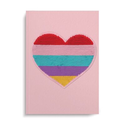 Cuaderno de Corazón con Parche de Lentejuelas Reutilizable