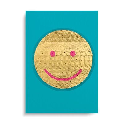 Carnet Smiley avec patch à paillettes réutilisable