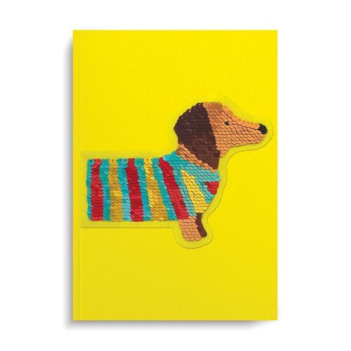 Sequin Dog Notebook with Reusable Sequin Patch