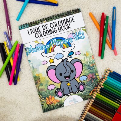 Libro da colorare per bambini, simpatici animali Vol 1