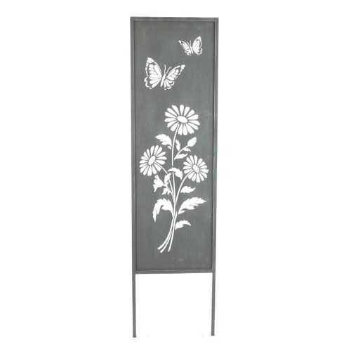 Metall-Paravent Blumendeko, 31 x 1,3 x 117 cm, grau, 802560