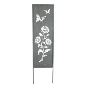 Paravent métallique décoration florale, 31 x 1,3 x 117 cm, gris, 802560 1