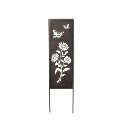 Décoration florale paravent en métal, 22 x 1 x 83,5 cm, marron foncé, 802591