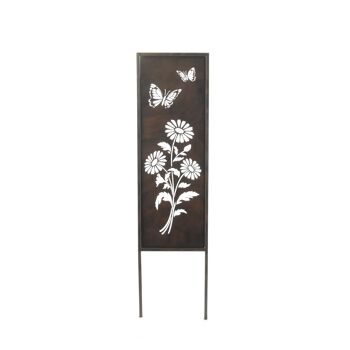 Décoration florale paravent en métal, 22 x 1 x 83,5 cm, marron foncé, 802591 1