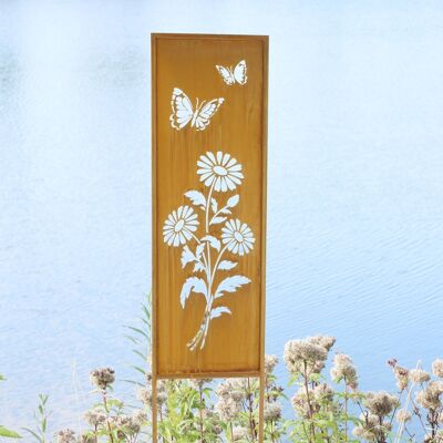 Metal screen flower decoration, 31 x 1.3 x 117 cm, rust-colored, 802607