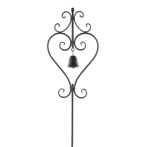 Metall-Stecker Herz mit Glocke, 26 x 6 x 120 cm, dunkelbraun, 802638