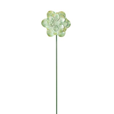 Metal plug flower, 7.5 x 3 x 41 cm, aqua colored, 802690
