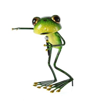 Metal frog singer, 14.5 x 13.5 x 22.5 cm, green, 802904
