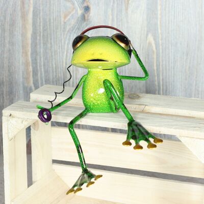 Metal frog with headphones, 24.5 x 11.5 x 14.5cm, green, 802911