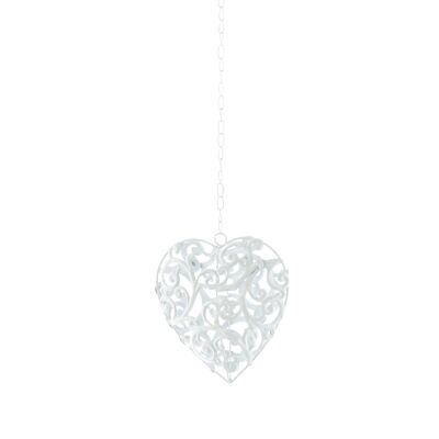 Appendino in metallo cuore, 15 x 1 x 52 cm, bianco, 803116