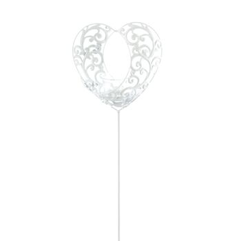 Bouchon métallique coeur avec verre, 18 x 4 x 100 cm, blanc, 803239 1