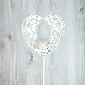 Bouchon métallique coeur avec verre, 18 x 4 x 100 cm, blanc, 803239 2