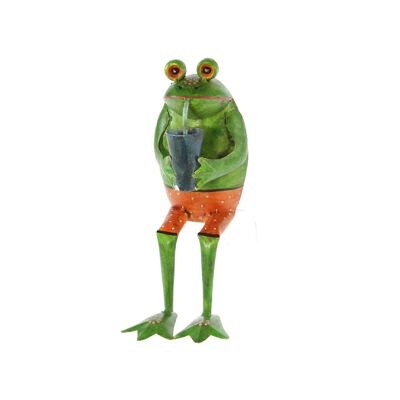 Support de bord de grenouille en métal./Mug, 12 x 9 x 23 cm, vert,orange, 815034