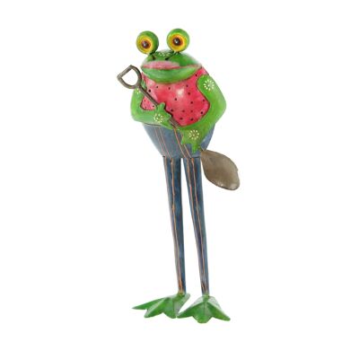Metal frog m.Shovel stand., 13 x 8 x 31 cm, green, red, 815089