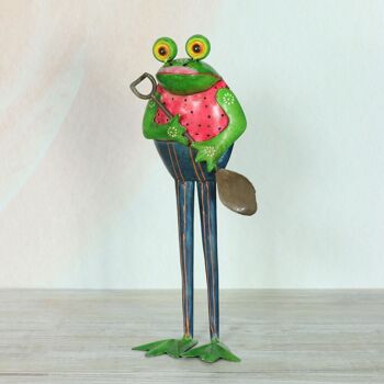 Grenouille en métal m.Support de pelle., 13 x 8 x 31 cm, vert, rouge, 815089 2