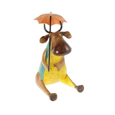 Metall-Kuh mit Regenschirm, 21 x 13 x 30 cm, mehrfarbig, 815171