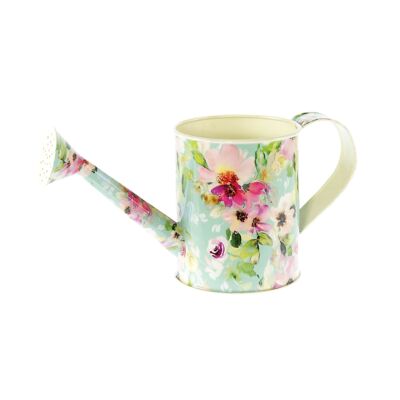 Metal watering can floral design, 30 x 11.5 x 14 cm, multi-colored, 816291