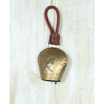 Oiseau cloche pendentif en métal., 11 x 6 x 14 cm, or, 816307 2