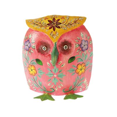 Metal owl e.g. Places, 14 x 11 x 15 cm, pink, 816819