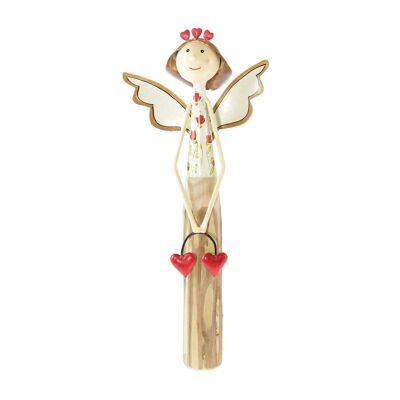 Metal elf with hearts, 21 x 7 x 51 cm, red/white, 816888