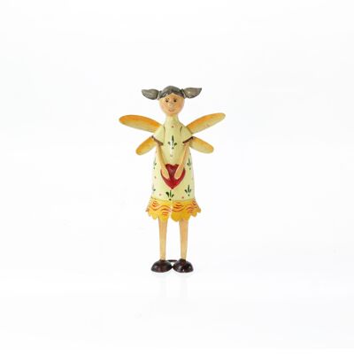 Metal elf with heart, 12 x 6 x 21 cm, yellow, 817793