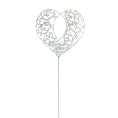 Metal plug heart with glass, 22 x 5 x 130 cm, white, 803246