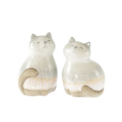 Ceramic cat 2 assorted, 13 x 11 x 19 cm, brown, 803536
