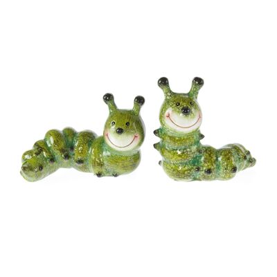 Ceramic caterpillar 2 assorted, 18 x 10 x 12.5 cm, green, 803796