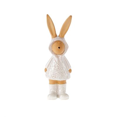 Lapin en terre cuite debout, 7 x 6,5 x 20 cm, marron/blanc, 803888