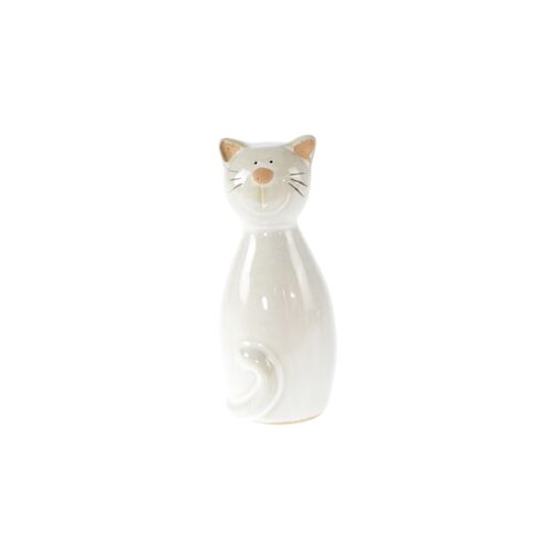 Terracotta-Katze zum Stellen, 5,5 x 5 x 12 cm, weiß, 803918