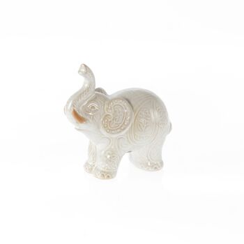 Éléphant en terre cuite à poser, 13 x 7,5 x 13 cm, blanc, 803970 1