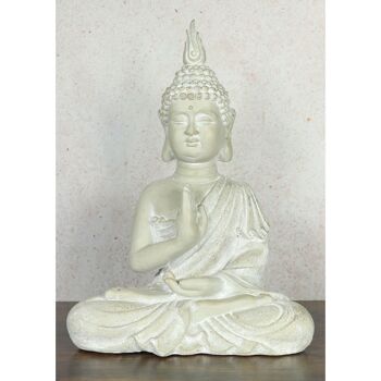 Bouddha en magnésie priant, 35 x 21x 48 cm, gris, 804397 2