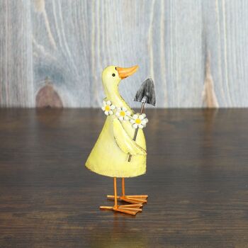 Canard en métal debout avec pelle, 5,5 x 7 x 15 cm, jaune, 807886 2