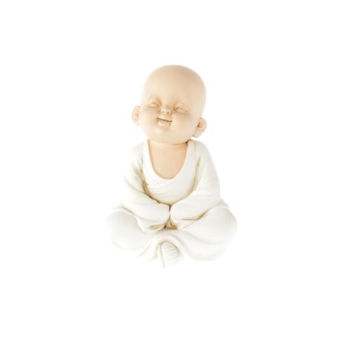 Poly-Buddha sitzend, 11 x 10 x 14,5 cm, beige, 808012