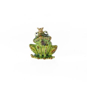 Prince grenouille en grès assis, 6,5 x 4,5 x 7 cm, vert, 808067 1